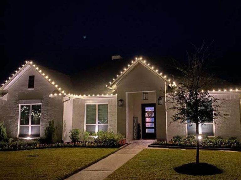 New home with outdoor Christmas lights installed by professionals from Texas Light Crew.